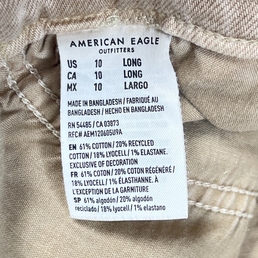 American Eagle Super High-Rise Wide Leg Pleated Khaki Pants Tan Size 10 Long - Picture 4 of 15